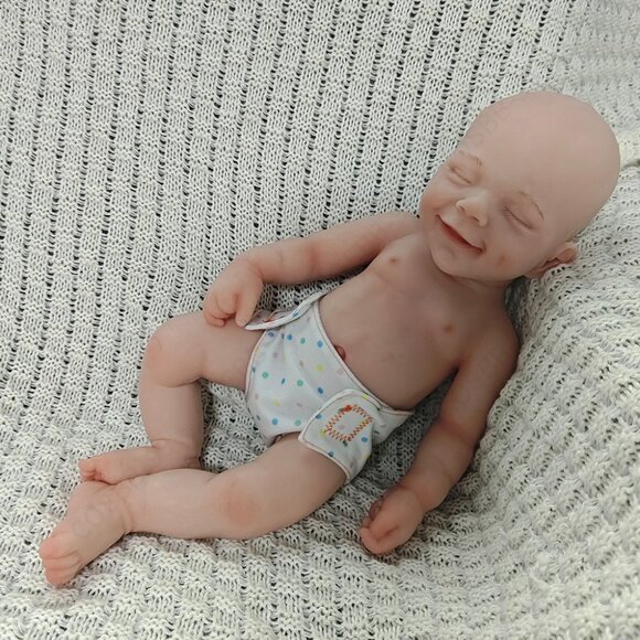 40cm Full Silicone Closed Eyes Sleeping 4.18lbs Newborn Baby Boy Reborn Doll - Picture 10 of 13